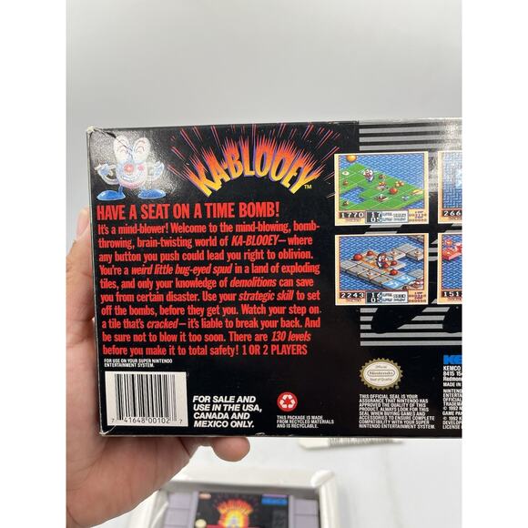 KA-BLOOEY Super Nintendo SNES Original Box with Protective Sleeve - Picture 9 of 16